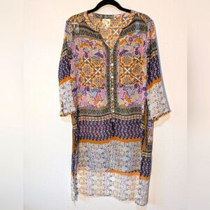 Anthropologie Fig and Flower S Boho Bohemian Hippie Sheer Tunic Top Cover Up